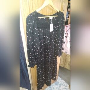 Sonmer Floral Black Maxi Dress